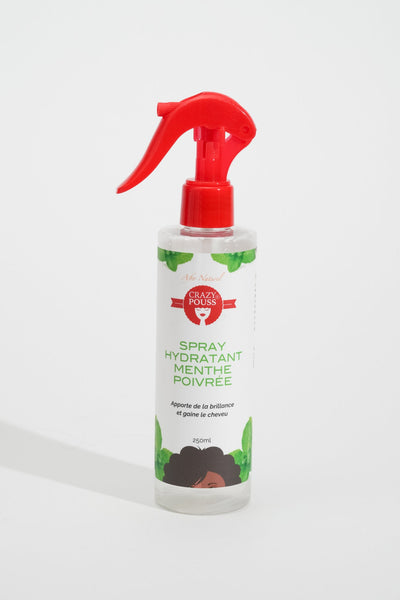 CRAZY POUSS - Spray hydratant à la menthe poivrée - Soin capillaire pour nettoyer et hydrater en profondeur vos cheveux crépus ou ondulés