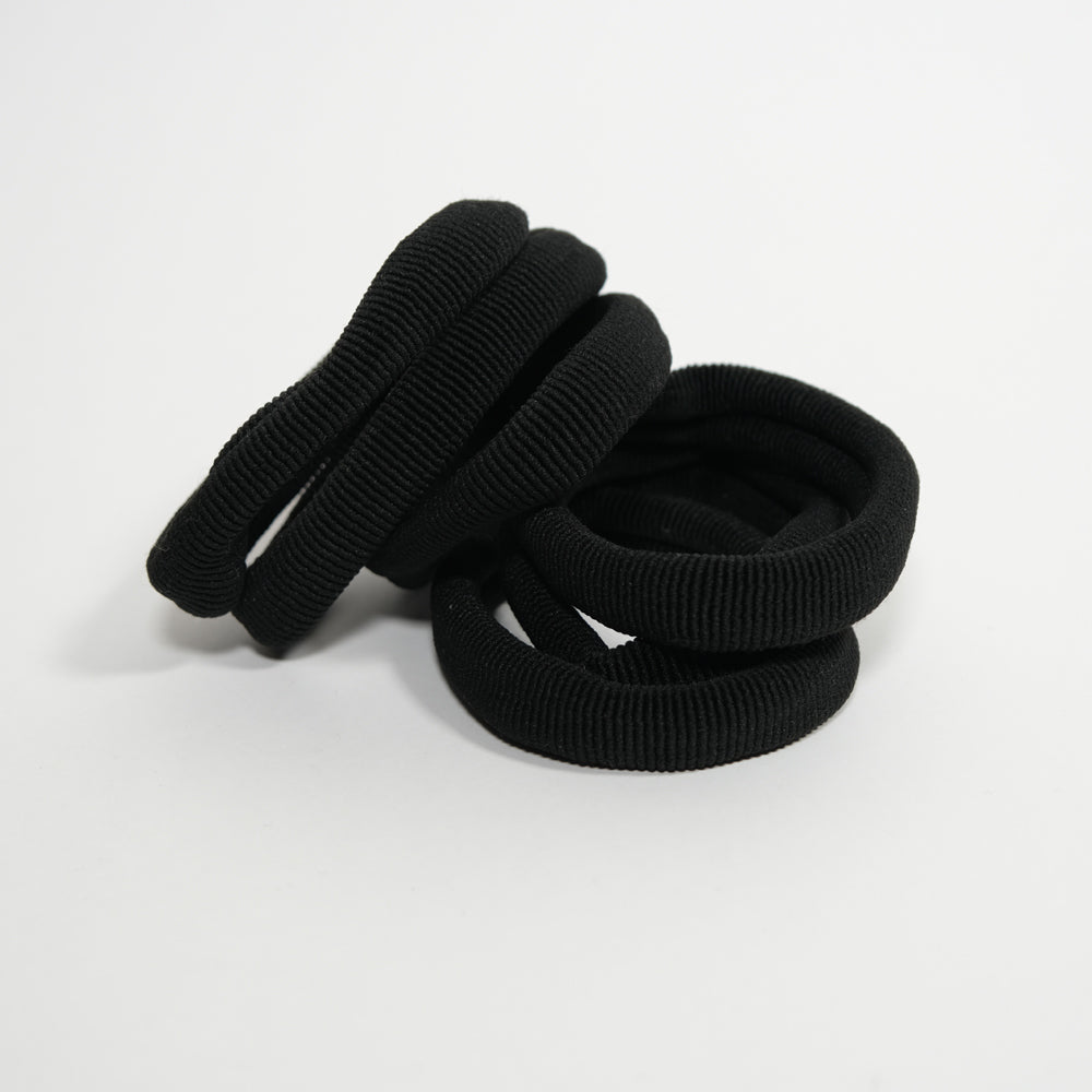 CRAZY POUSS - Lot de 6 élastiques épais et striés - Taille L - Noir