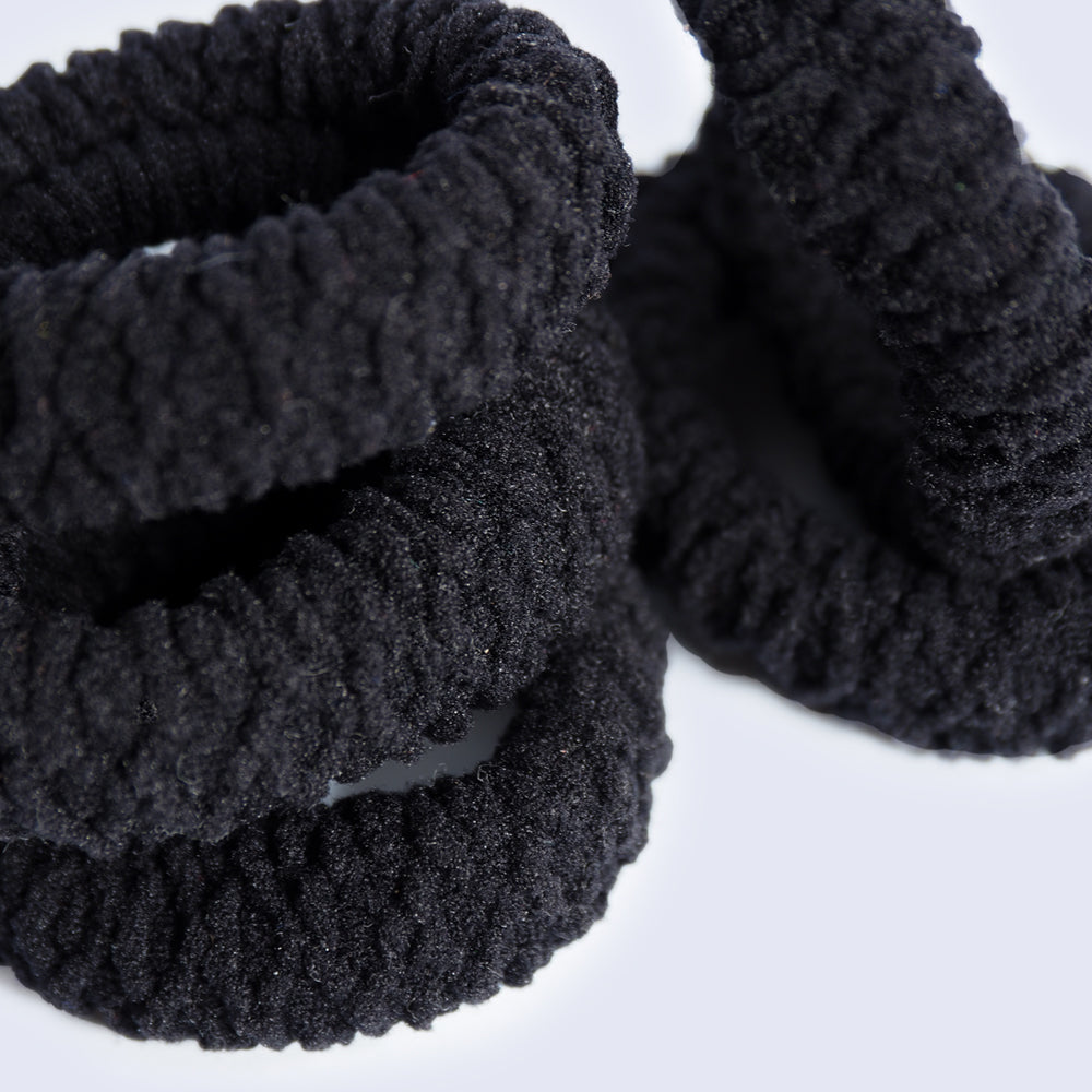 CRAZY POUSS - Lot de 5 élastiques côtelés - Taille XS - Noir