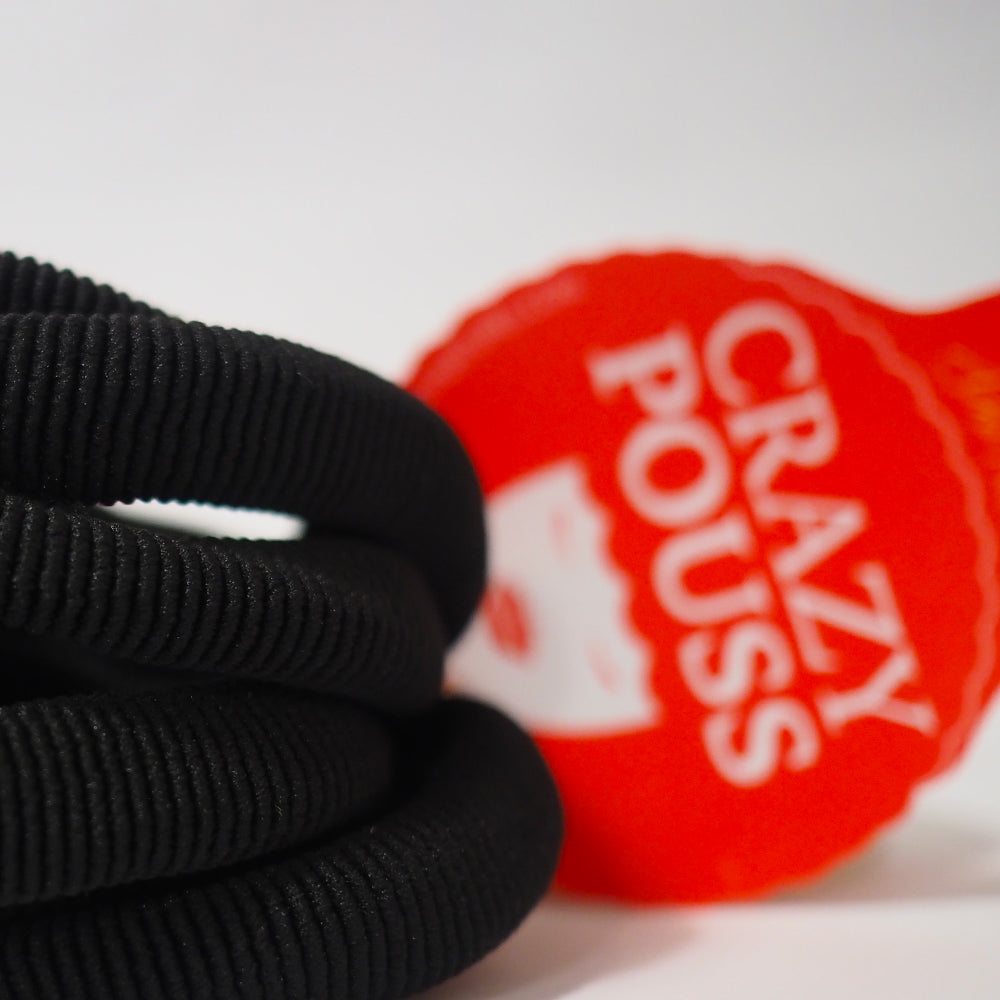 CRAZY POUSS - Lot de 6 élastiques striés - Taille S - Noir