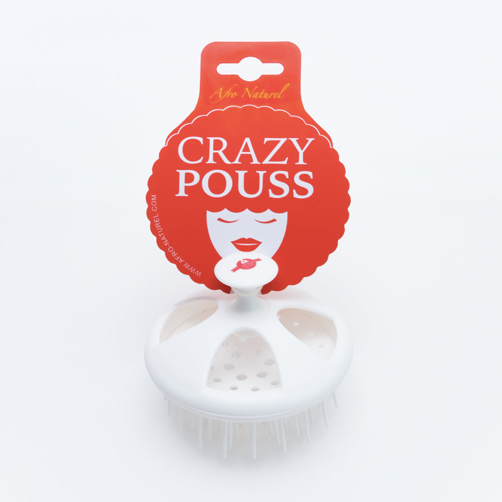 CRAZY POUSS - Brosse ronde massante - Large picots - Noire - Accessoire de coiffage sous la douche