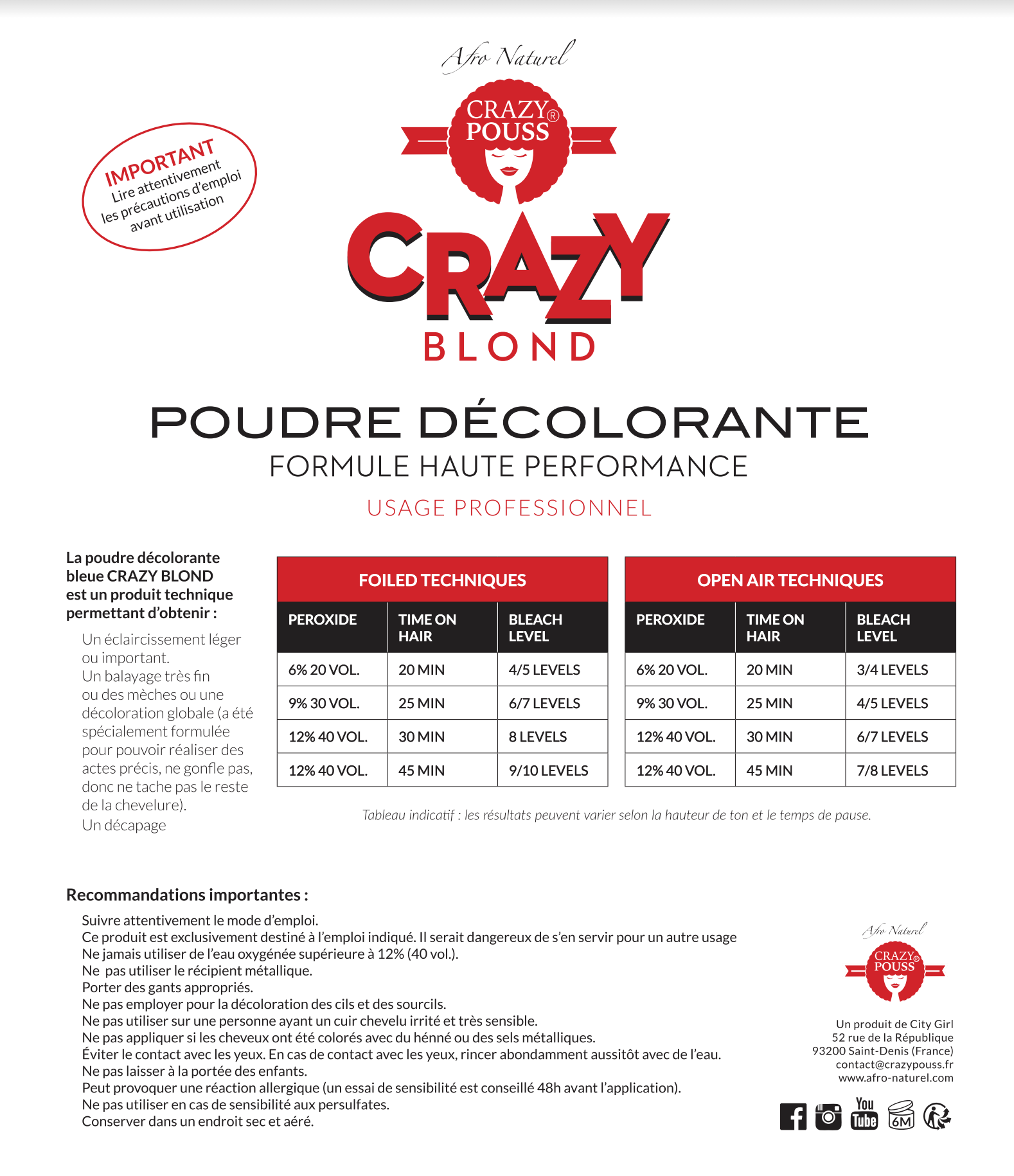 CRAZY POUSS - Poudre décolorante Crazy blond
