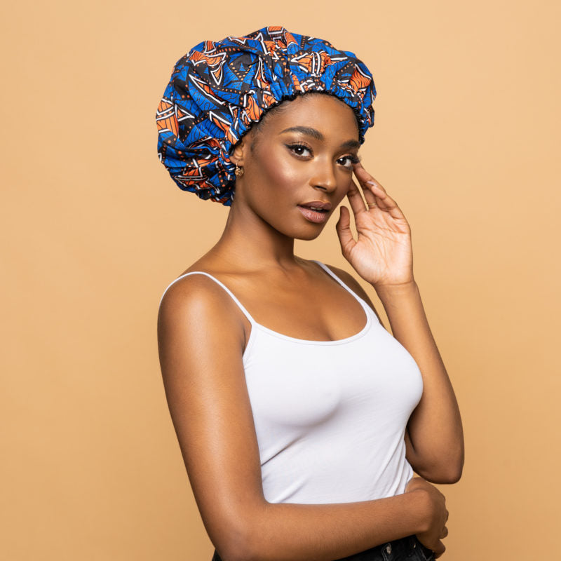 CRAZY POUSS - Bonnet en wax modèle 031 - Protecteur d’hydratation - Plusieurs coloris