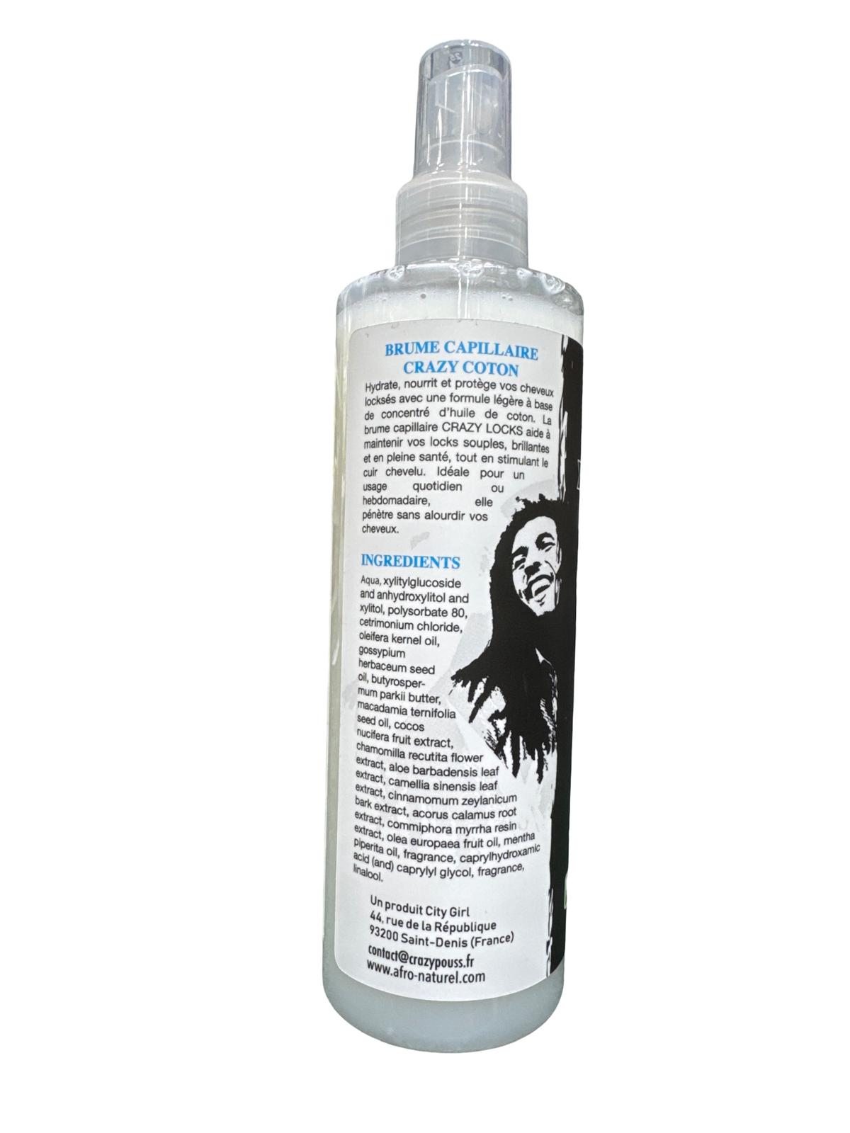 CRAZY LOCKS - CRAZY COTON Brume capillaire hydratant - huile de Coton