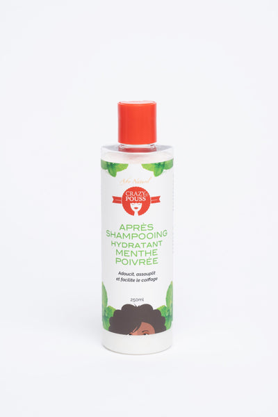 CRAZY POUSS - Après-shampooing hydratant à la menthe poivrée - Soin capillaire pour nettoyer et hydrater en profondeur vos cheveux crépus ou ondulés