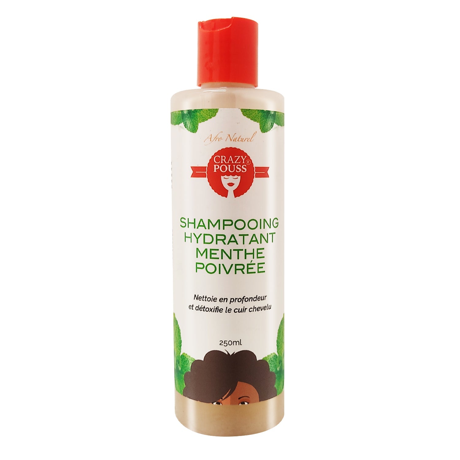 CRAZY POUSS - Shampooing hydratant à la menthe poivrée - Soin capillaire pour nettoyer et hydrater en profondeur vos cheveux crépus ou ondulés