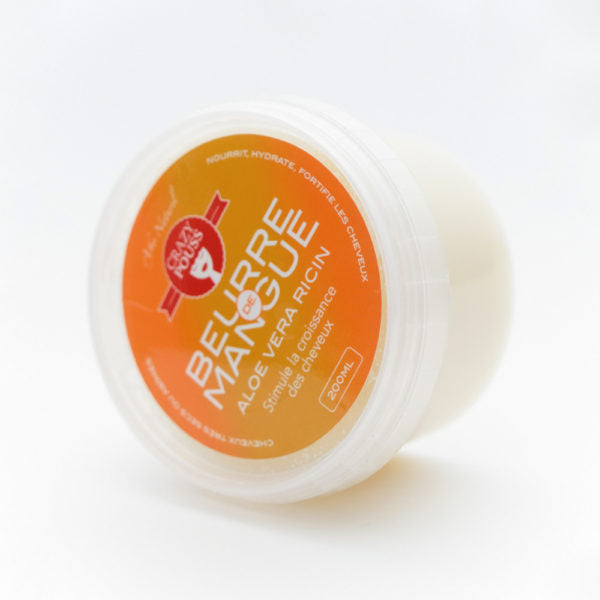 CRAZY POUSS - Crème coiffante - Beurre de mangue - Aloe vera et ricin - Blanc - Soin capillaire naturel pour protéger et sceller vos cheveux