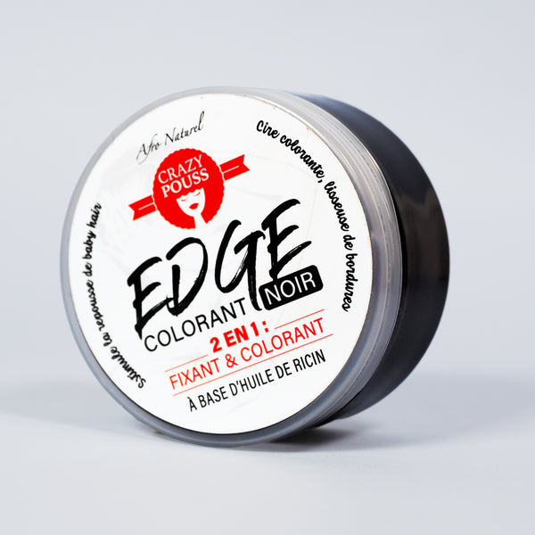 CRAZY POUSS - Gel edge colorant et fixateur - Noir 2 en 1 - Un produit pour plaquer les frisottis et colorer les cheveux