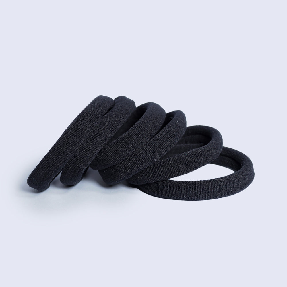 CRAZY POUSS - Lot de 6 élastiques crépus - Taille M - Noir - Elastiques mousse sans métal pour modeler et maintenir les coiffures