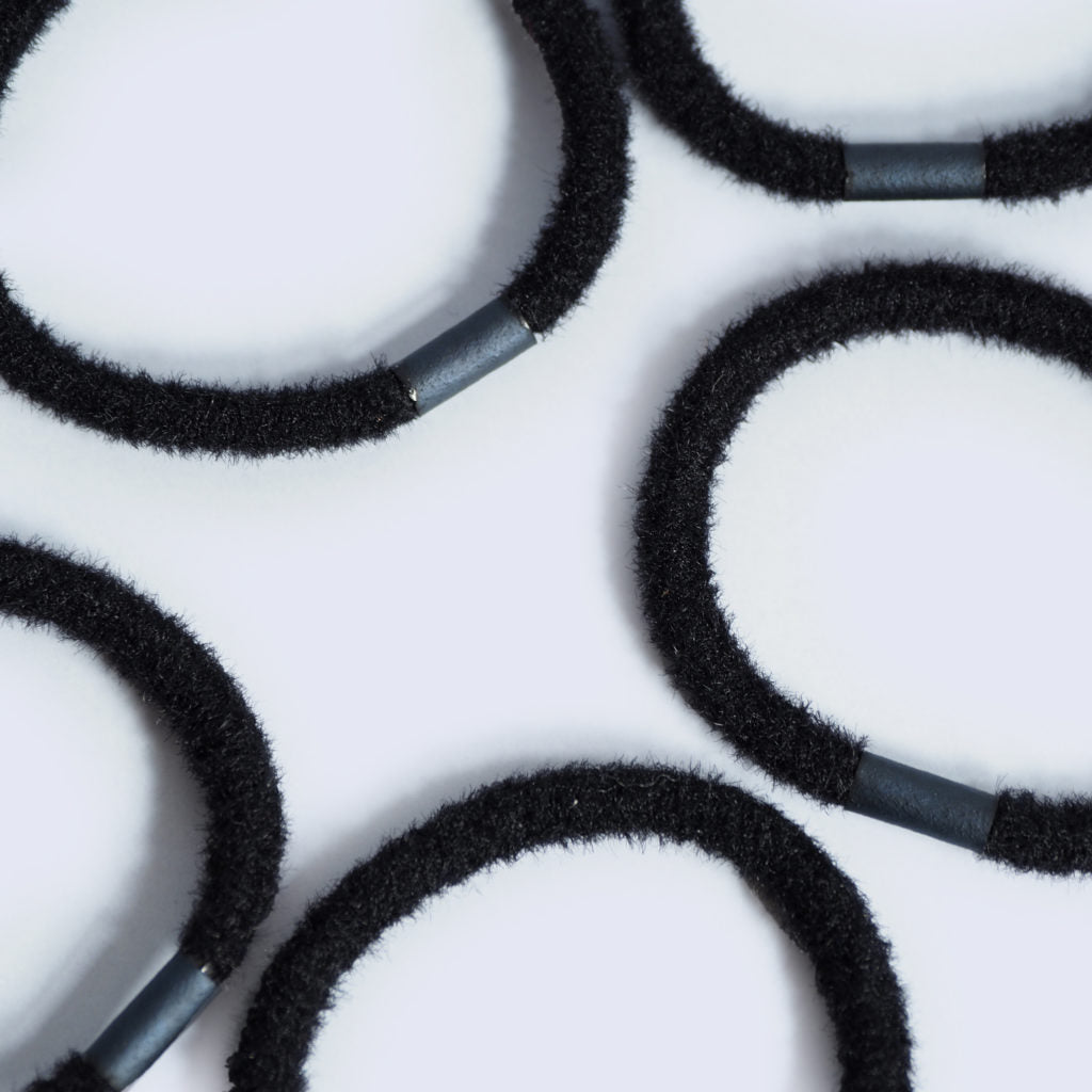 CRAZY POUSS - Lot de 6 élastiques avec barre - Taille S - Noir - Accessoire pour faciliter vos coiffures