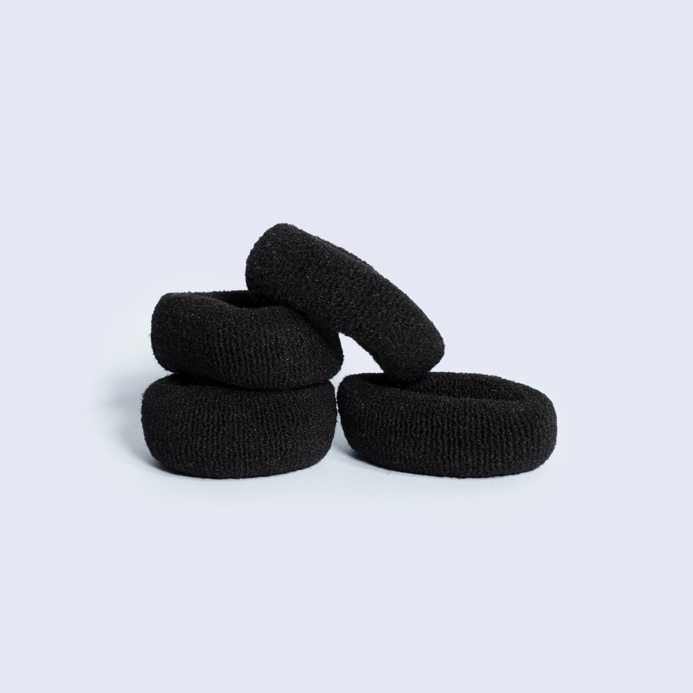 CRAZY POUSS - Lot de 4 élastiques épais Taille S - Noir - Accessoires pour maintenir les cheveux