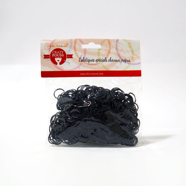 CRAZY POUSS - Lot de 500 mini élastiques en silicone - Noir - Accessoire pour attacher solidement vos tresses et vos cheveux fins