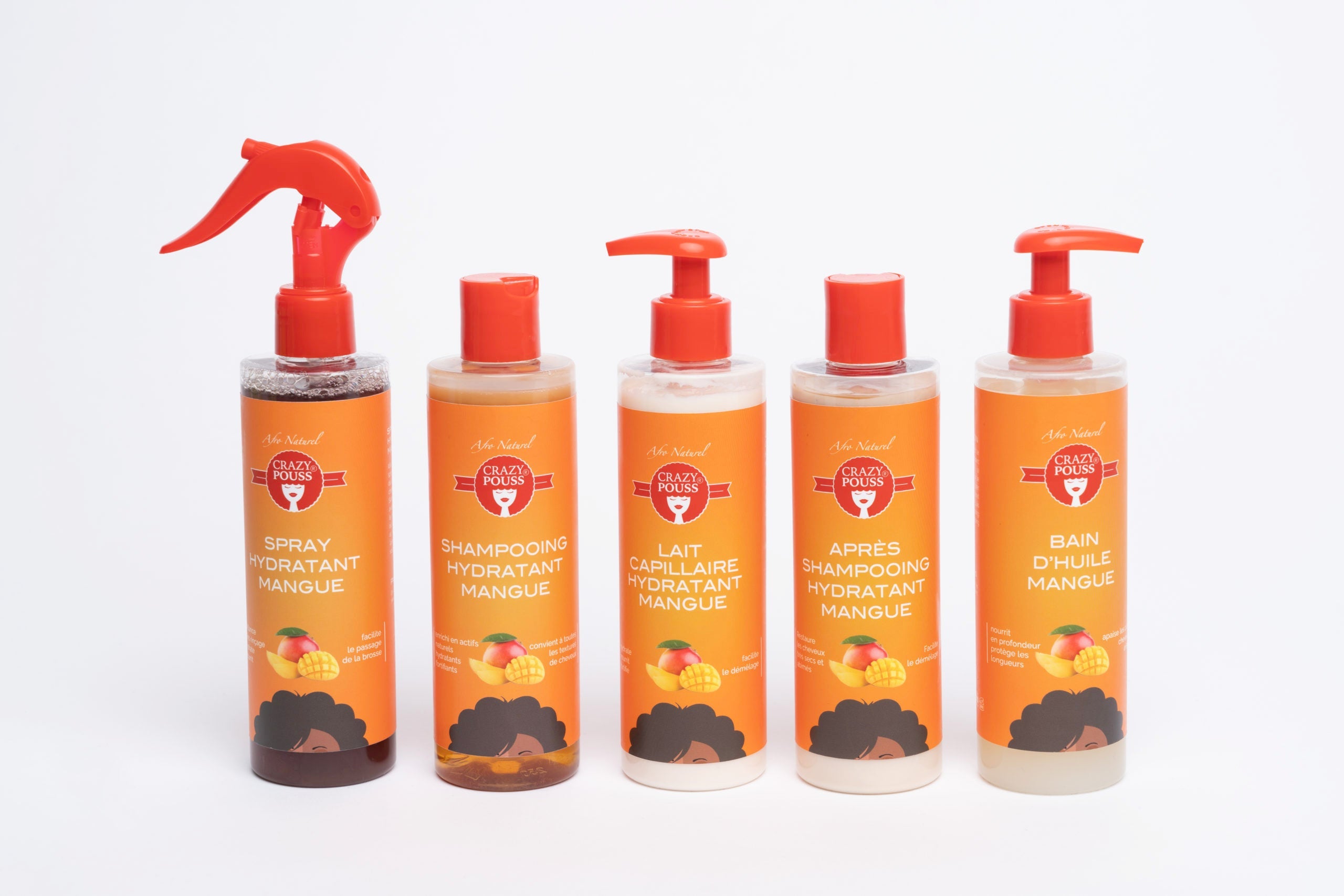 CRAZY POUSS - Gamme de shampoing et après-shampoing à la mangue - Soin capillaire qui hydrate, nourrit et fortifie vos cheveux