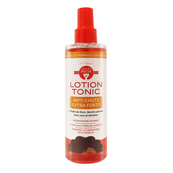 CRAZY POUSS - Lotion tonic à l’huile de ricin - Menthe poivrée - Aloe vera et kératine - Rouge - Produit pour stimuler la croissance de vos cheveux